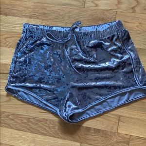 Me to We Dark Grey Crushed Velvet Shorts